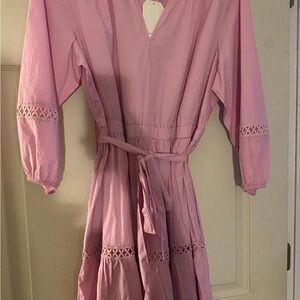 NWT Pink Long-Sleeve Dress with Belt